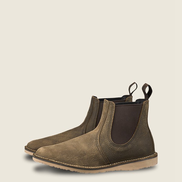 Bottes Red Wing Heritage - Weekender Chelsea - 6-Inch Roughneck Cuir - Vert Olive - Homme 681YXHIND